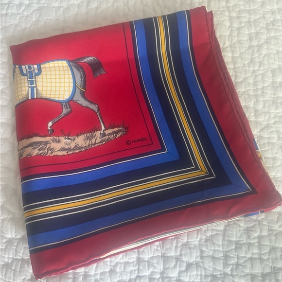 HERMES Silk Scarf Equestrian Design - 35” x 35” - Picture 4 of 16